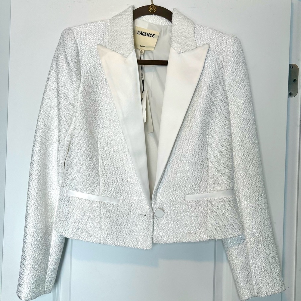 L'AGENCE Silver Textured Blazer